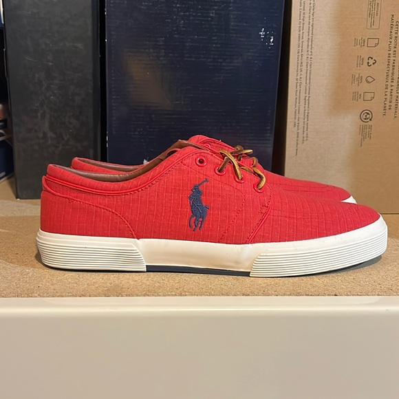 Polo Ralph Lauren Faxon Ripstop shoes sneakers new red Mens Size 11.5 - Picture 3 of 13